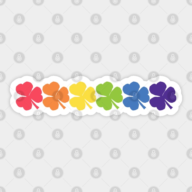 Six Rainbow Colored Shamrocks for St Patricks Day Sticker by ellenhenryart